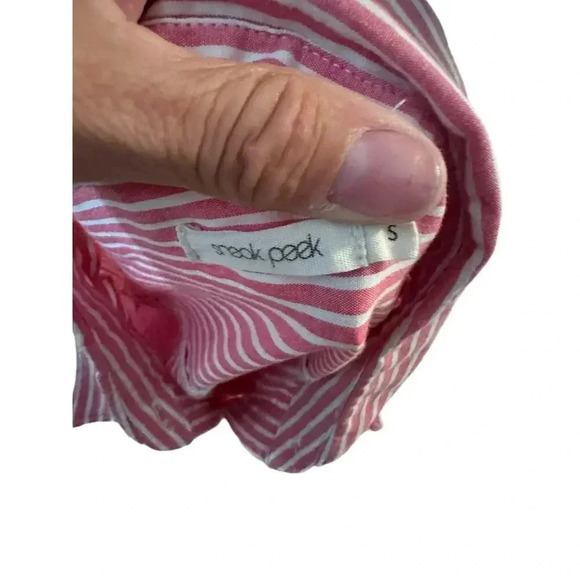 SNEAK PEEK Pink Striped Button-Down Shirt Size Small maternity - Picture 4 of 5